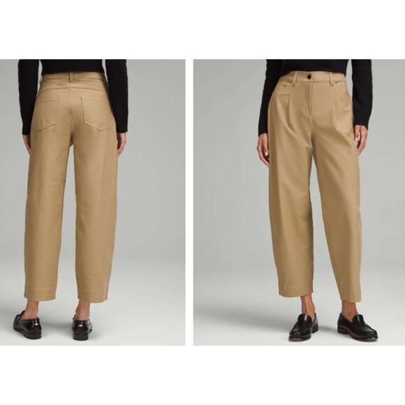 Lululemon City Sleek Mid Rise Barrel Leg Pant Light Utilitch Filbert Tan Sz 33 - Picture 7 of 8